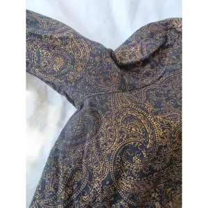 Ralph Lauren Jeans Co L 3/4 Sleeve Black with Gold Paisley Top thumbnail 5