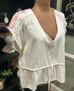 Amanda Uprichard Embroidered Top – Size L – Artisan Boho thumbnail 1