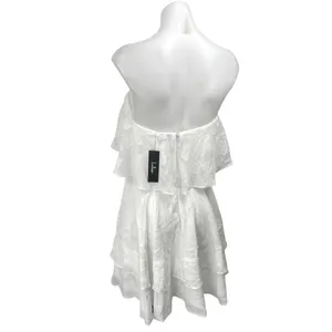 NEW Lulus White Strapless Tube Bandeau Flounce Tiered Ruffle A Line Mini Dress L thumbnail 2