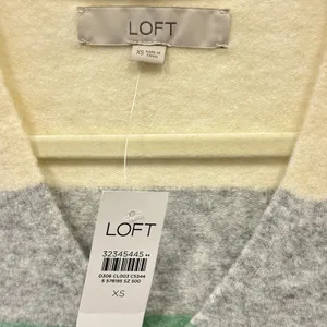 NWT Loft Striped V-Neck Sweater Women's XS Pastel Colorblock‎ Knit Pullover thumbnail 4