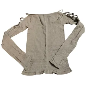 Free People‎ Intimately Ribbed Cutout Cold Shoulder Long Sleeve Top Tan XS/S thumbnail 1