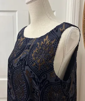 LOFT Velvet Burnout Shift Dress L Wedding Guest Sheer Overlay Evening Chic NWT thumbnail 1