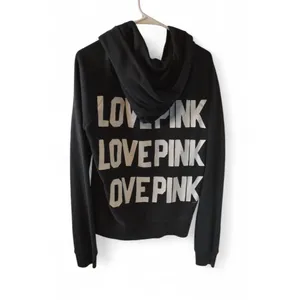 Victoria’s Secret PINK Black Zip Hoodie Women’s Size M Love Pink Full Zip thumbnail 3