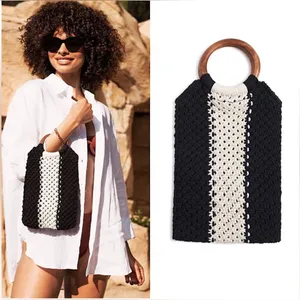 Laude‎ The Label Gabby Black Cream Macrame Bag thumbnail 2