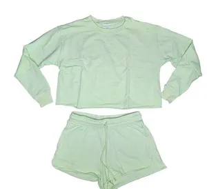 Colsie Women's X-Small Mint Green Cropped Sweatshirt & Shorts Lounge Set pajamas thumbnail 1