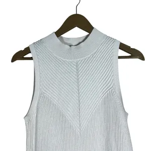 Banana Republic Mock Neck Chevron Ribbed Sweater Tank White Minimalist Size S thumbnail 3