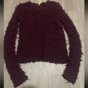 Free People Deep Burgundy Textured Sweater thumbnail 1