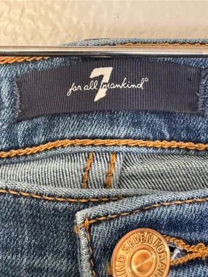 7 For All Mankind Cropped Alexa Blue Raw Hem Denim Jeans Size 28 thumbnail 5