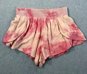 Surf Gypsy Tie Dye Split Leg Swim Cover-Up Shorts Size Medium Pink Elastic Waist thumbnail 1