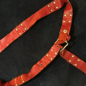Non-Signe 1960s‎ Vintage Heavy Belt SOFT Leather RED/Silver Studded/FAT CHEVRON thumbnail 7