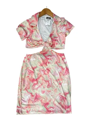 🌸Rue21 Pink boho Marble Swirl Cutout Mini Dress – Size M thumbnail 2