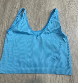 Colsie Blue Ribbed V thumbnail 1
