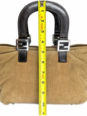 FENDI Corduroy Tote Bag with Dark Brown Leather Handles Vintage thumbnail 3