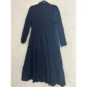 PrettyGarden Black Cotton Tiered Maxi Dress‎ Long Sleeve Button Down Small 4493 thumbnail 9