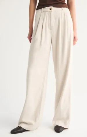 Abercrombie & Fitch Sloane Tailored Pant 27 Cream Linen Blend Quiet Luxury thumbnail 1