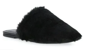 TIME and TRU Womens Black Slippers Size 8 Faux Fur Mules Slip On Comfort New thumbnail 1