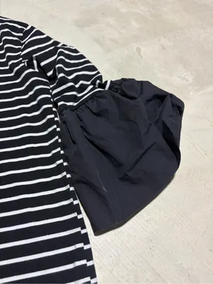 By Anthropologie black and white stripe blouse small thumbnail 6