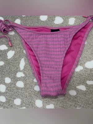 Triangl Swimwear Bikini Bottoms tie sides glitter striped cheeky ribbed vinca thumbnail 5
