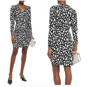 Maje Rossima Spot-Print V-Neck Faux Wrap Dress Size‎ Medium thumbnail 2