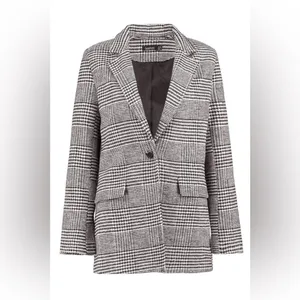 BOOHOO HOUNDSTOOTH CHECK WOOL LOOK BLAZER COAT thumbnail 3