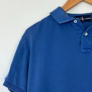 Ralph Lauren Vintage 90s Classic Blue Short Sleeve Soft Polo Shirt Womens S thumbnail 3