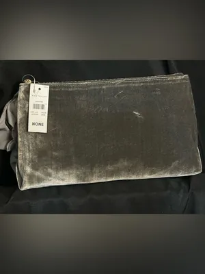 Anne Taylor Gray Velvet Zip Pouch Purse Clutch & Bow Accent NWT thumbnail 2