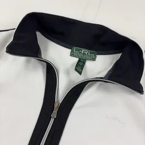 Lauren Ralph Lauren Active Track Jacket Womens XL White Black Full Zip Stripe thumbnail 2