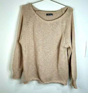 Women’s Beige Knit Sweater Fashion Size Large Long Sleeve Casual Pullover thumbnail 2