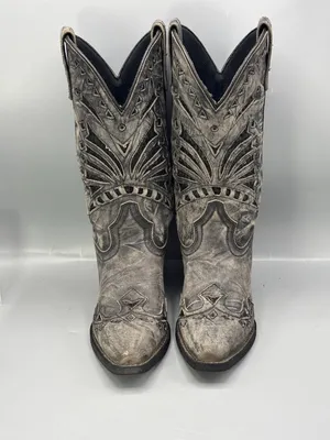 Laredo Stevie Western Boots Womens 6 Gray Intricate Cutouts Cowgirl Horse 52120 thumbnail 3