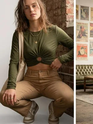 URBAN OUTFITTERS Long Sleeve Streetwear Y2K 1990s Casual Grunge Long Sleeve Crop thumbnail 2