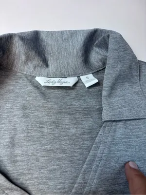 Lady Hagen Sleeveless Collared Tank - Heather Gray thumbnail 2
