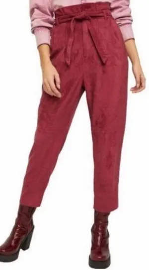 Free People NWT Nightfall Vegan Suede Paperbag Waist Cropped Pants Size 2 thumbnail 1