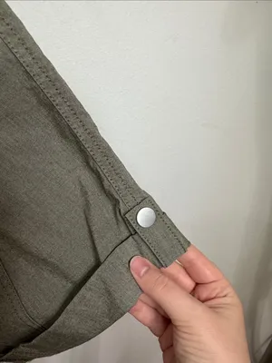 Chico’s Cuffed Cropped Tab Olive Green Seamed Pants elastic waistband Cotton 10 thumbnail 8