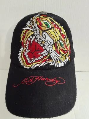 Ed Hardy Embroidered & Rhinestone  Tiger Baseball Cap  thumbnail 2