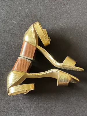 Michael Kors Lena Flex Mid Embossed Metallic Leather Sandals – Like New! thumbnail 4