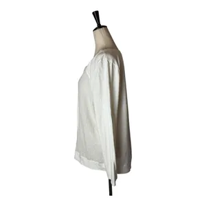 Sundance Shirt Women Large White Cotton Mixed Print Knit Long‎ Sleeve Tee Boho thumbnail 4