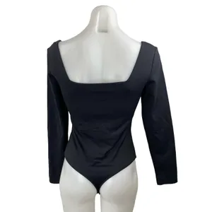 Aritzia Babaton Contour Women's Black Square Neck Long Sleeve Bodysuit Top Sz M thumbnail 4
