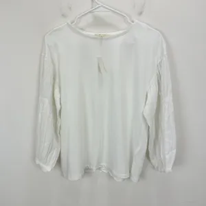 Madewell Puff Sleeve Drop Shoulder Knit Top Cotton Viscose White Small NWT thumbnail 7