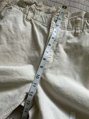 American Eagle cream, corduroy barrel leg cotton pants 6 long thumbnail 9