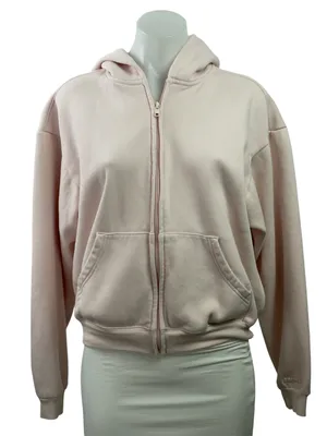 Skims Women's Pink Fleece Hoodie Hoaded Full Zip Long Sleeve Sweatshirt Top S thumbnail 1