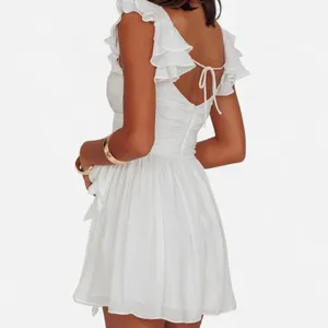 Selfie Leslie Whimsy Ruffle baby doll Dress– White bridal graduation XS thumbnail 4