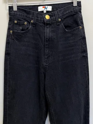 Aviator Nation Gypsy Hi Rise Wide Leg Jean Distressed Denim in Vintage Black 25 thumbnail 5