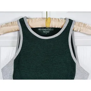 Beyond Yoga Spacedye On Block Sports Bra High Neck Small Black Gray Colorblock thumbnail 4