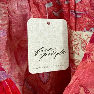Free People Ashley Top SZ Large Fun Combo Wrap Crop NWT Red Boho Floral Waist thumbnail 6