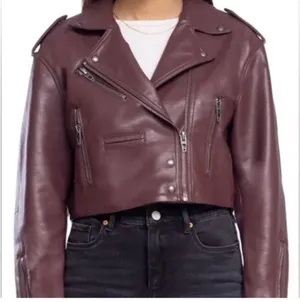 BLANKNYC burgundy leather moto jacket thumbnail 1