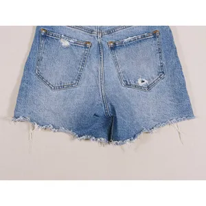 Abercrombie & Fitch Dad Short High Rise Size 25(0) Blue Raw Hem Distressed Denim thumbnail 10