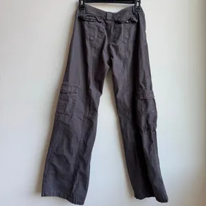 Brandy Melville Y2K Kim Cargo Pants Womens OS Brown Front Seam Utility Wide Leg thumbnail 6