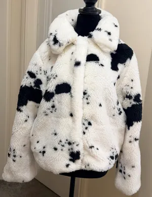 Juicy Couture White & Black Spotted Faux Fur Jacket Size M - NWOT thumbnail 3