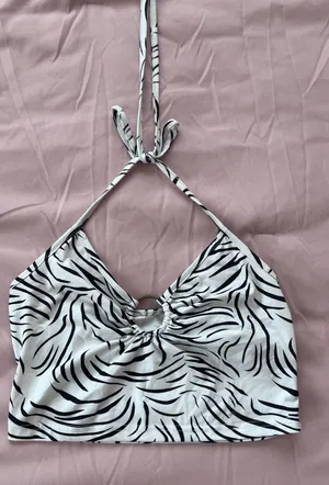 Zebra Print Crop Top Multiple thumbnail 1