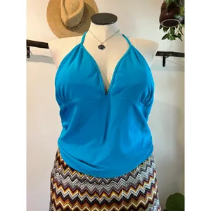 Y2K Deb Teal Blue Halter Tank Top Size Large to XL thumbnail 2